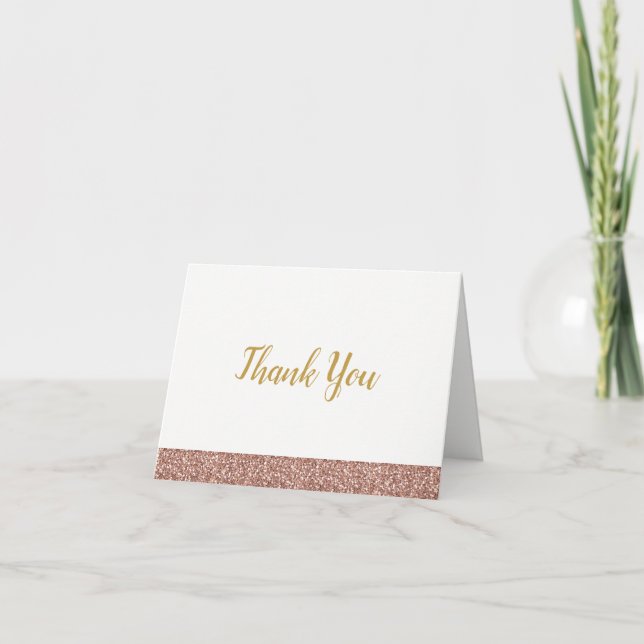 Parties scintillant rose Gold Rose Merci Carte de  (Devant)