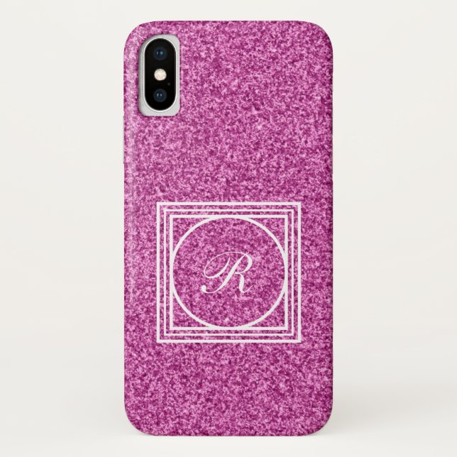 Parties scintillant rose monogramme iPhone X coque (Dos)
