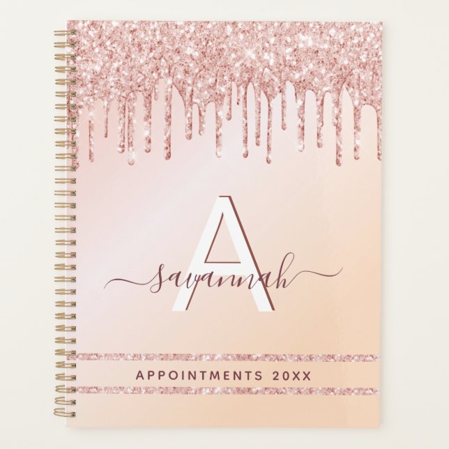 Parties scintillant rose or rose Monogramme (Devant)