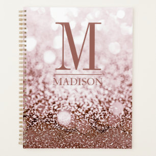 Parties scintillant rose or rose Nom du monogramme