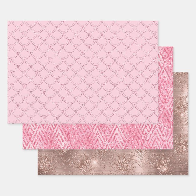 Parties scintillant rose or rose tendance feuille  (Lot)