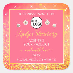 Parties scintillant rose orange Étiquettes Logo Di