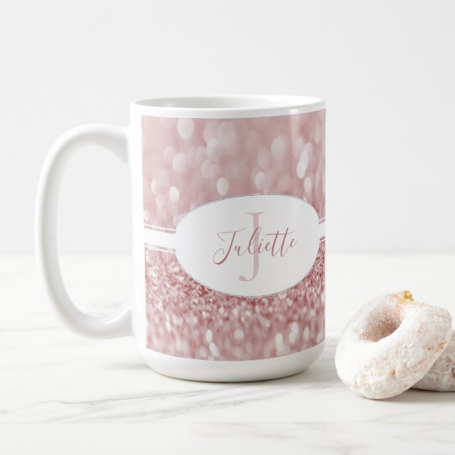 Parties scintillant rose Personnaliser la Mug de c (Avec donut)