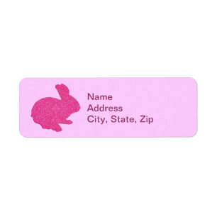 Parties scintillant rose Silhouette Bunny Étiquett