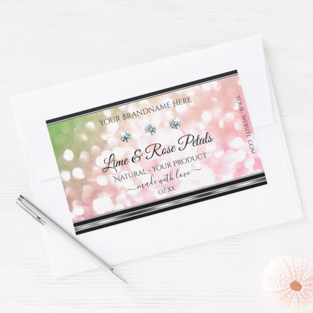 Parties scintillant rose verte Produit Étiquettes  (Enveloppe)