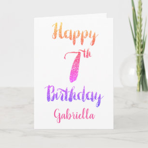 Parties scintillant rose violet 7e carte d'anniver