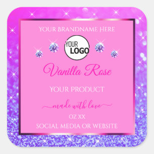 Parties scintillant rose violet produit Étiquette 