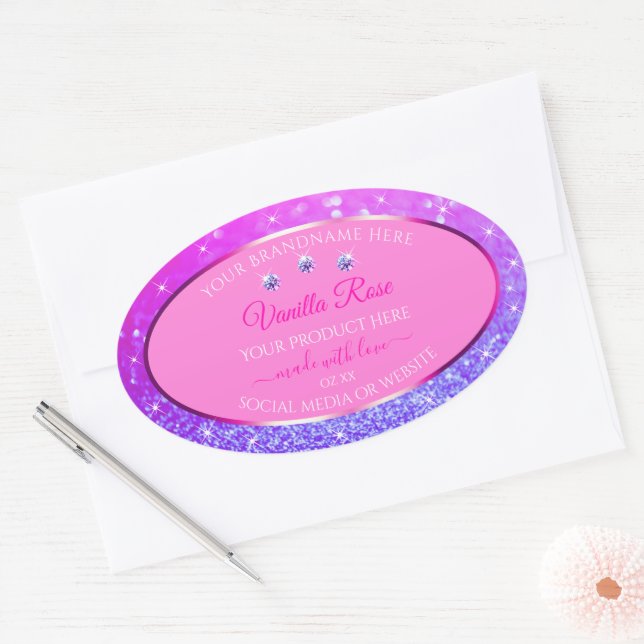 Parties scintillant rose violet  produit Étiquette (Enveloppe)
