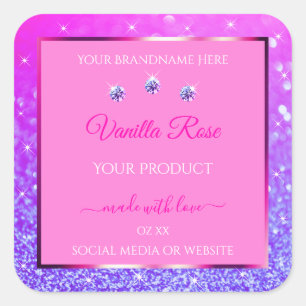 Parties scintillant rose violet produit Étiquette
