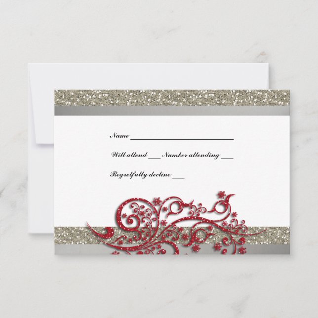 Parties scintillant rouge argent fantaisie RSVP (Devant)