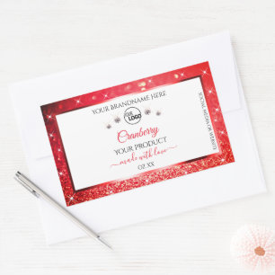 Parties scintillant rouge blanc Étiquettes Logo Rh