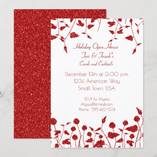 Parties scintillant rouge Bordure Noël Invitation