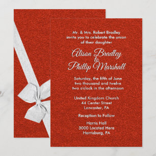 Parties scintillant rouge et Faire-part de mariage