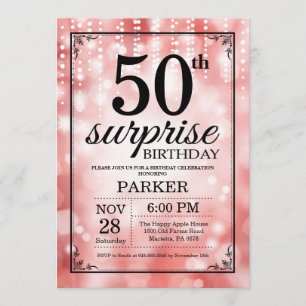 Parties scintillant rouge Invitation surprise 50e