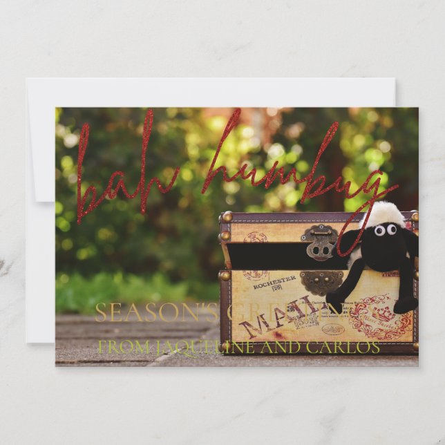 Parties scintillant Rouge Script Bah Humbug Carte  (Devant)