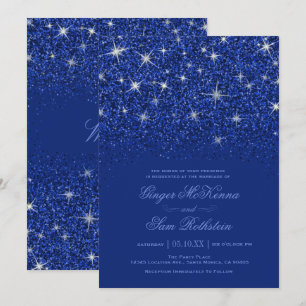 Parties scintillant Sapphire Invitations de mariag