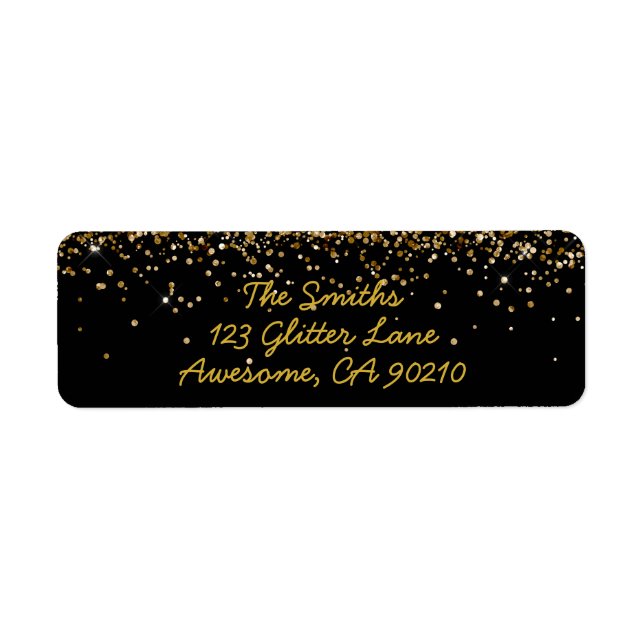 Parties scintillant Script Black & Gold Mariage Ad (Devant)