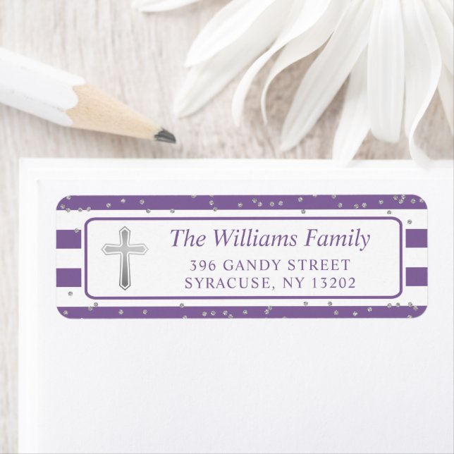 Parties scintillant Silver Cross Purple Stripes Ad (En situation)
