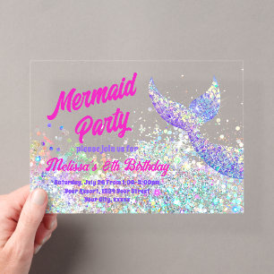 Parties scintillant sirène Anniversaire Invitation