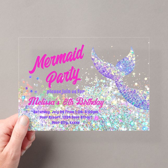 Parties scintillant sirène Anniversaire Invitation (In situ (ordinateur de poche))
