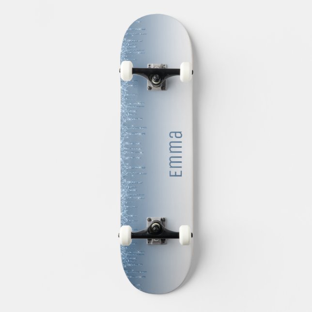 Parties scintillant Skateboard bleu avec nom (Recto)