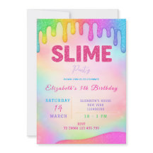 Parties scintillant Slime Anniversaire Invitation