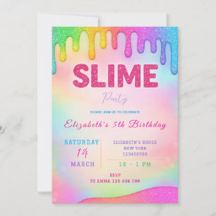Parties scintillant Slime Anniversaire Invitation