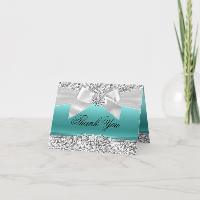 Parties scintillant Turquoise en argent et Carte d (Devant)