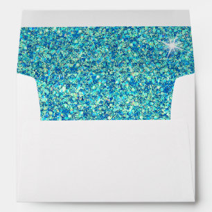Parties scintillant Turquoise Faux Enveloppe Adres