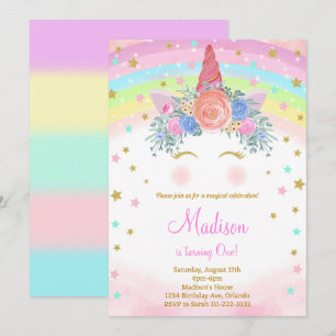 Parties scintillant Unicorn Invitation Anniversair