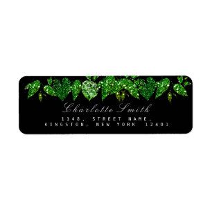 Parties scintillant verte Cali Noir Bois Feuilles