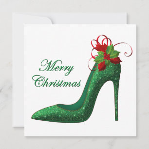 Parties scintillant verte talons Noël Carte de voe