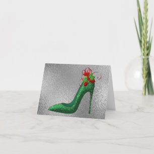 Parties scintillant verte talons Noël Carte de voe