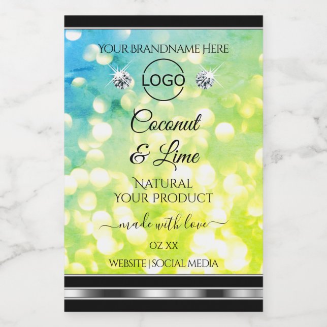 Parties scintillant verte turquoise Logo Étiquette (Étiquettes simples)