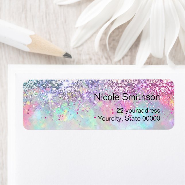 parties scintillant violet étiquettes opal (En situation)