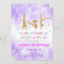 Parties scintillant violet Gymnastique Invitation 