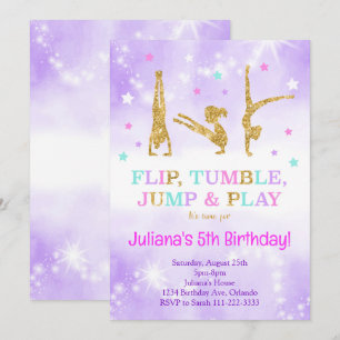 Parties scintillant violet Gymnastique Invitation
