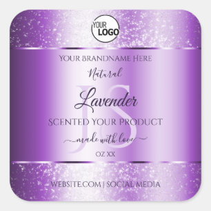 Parties scintillant violet moderne Étiquettes Mono