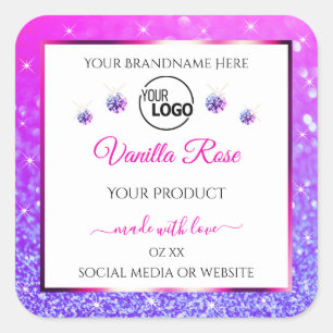 Parties scintillant violet rose blanc Étiquettes d