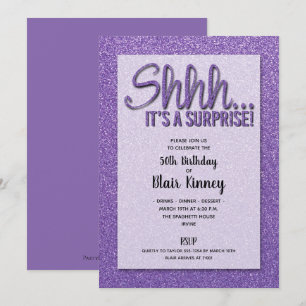 Parties scintillant violet SURPRISE Invitations d'