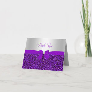 Parties scintillant violette et Carte de remerciem