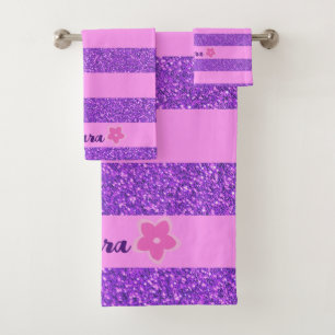 Parties scintillant violette Pink Stripes & Fleurs
