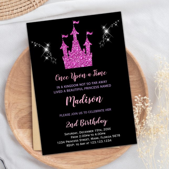 Parties scintillant violette Princesse Invitation  (Purple Glitter Princess Birthday Invitation)