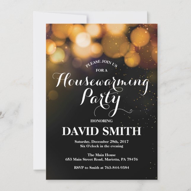 Parties scintillantes d'or de carte d'invitation (Devant)
