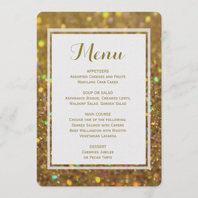 Parties scintillantes d'or du menu | de dîner (Devant)