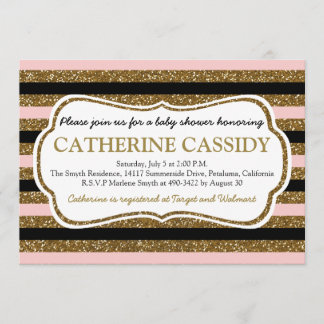 Parties scintillantes d'or, invitation de baby