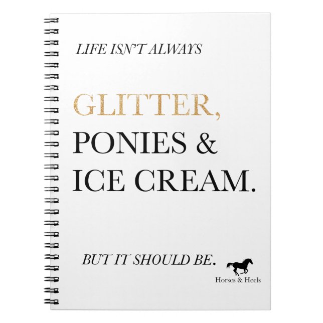 Parties scintillantes, poneys, et carnet de crème (Devant)