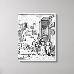 Parting of Columbus with Ferdinand and Canvas Print