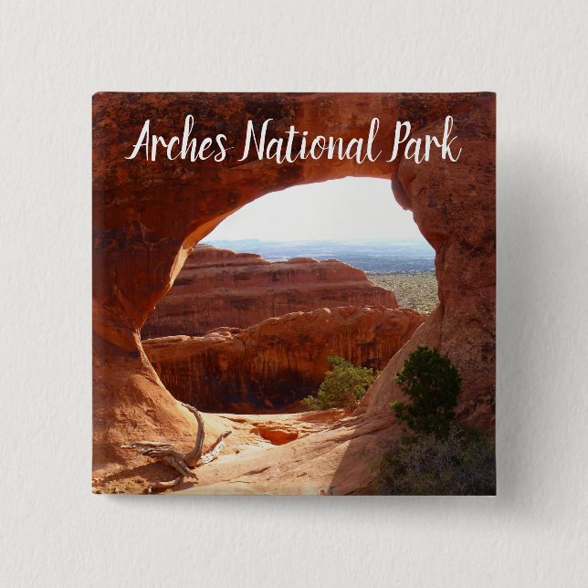 Partition Arch at Arches National Park 2 Inch Square Button (Front)