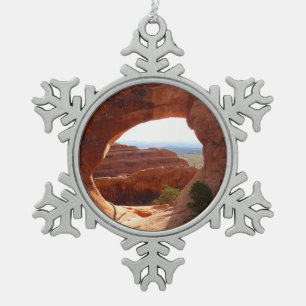Partition Arch at Arches National Park Snowflake Pewter Christmas Ornament